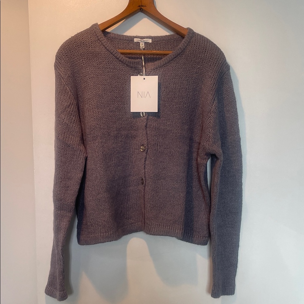 NIA the Brand Women's Classic Gray Cropped Cardigan